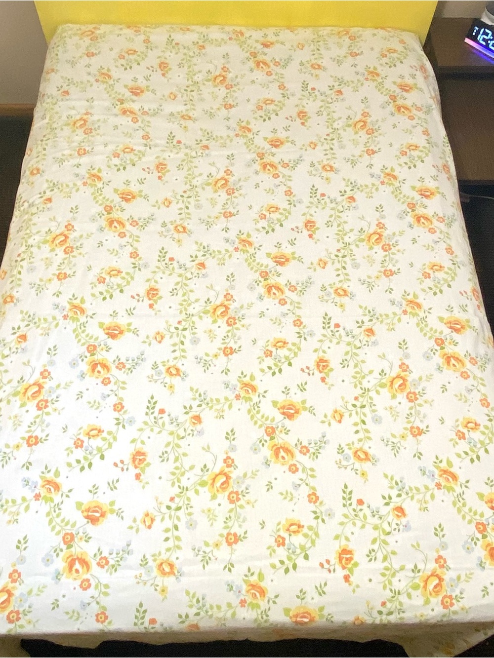 Vintage 70’s JC Penney Orange Floral Print Twin Muslin Flat Sheet